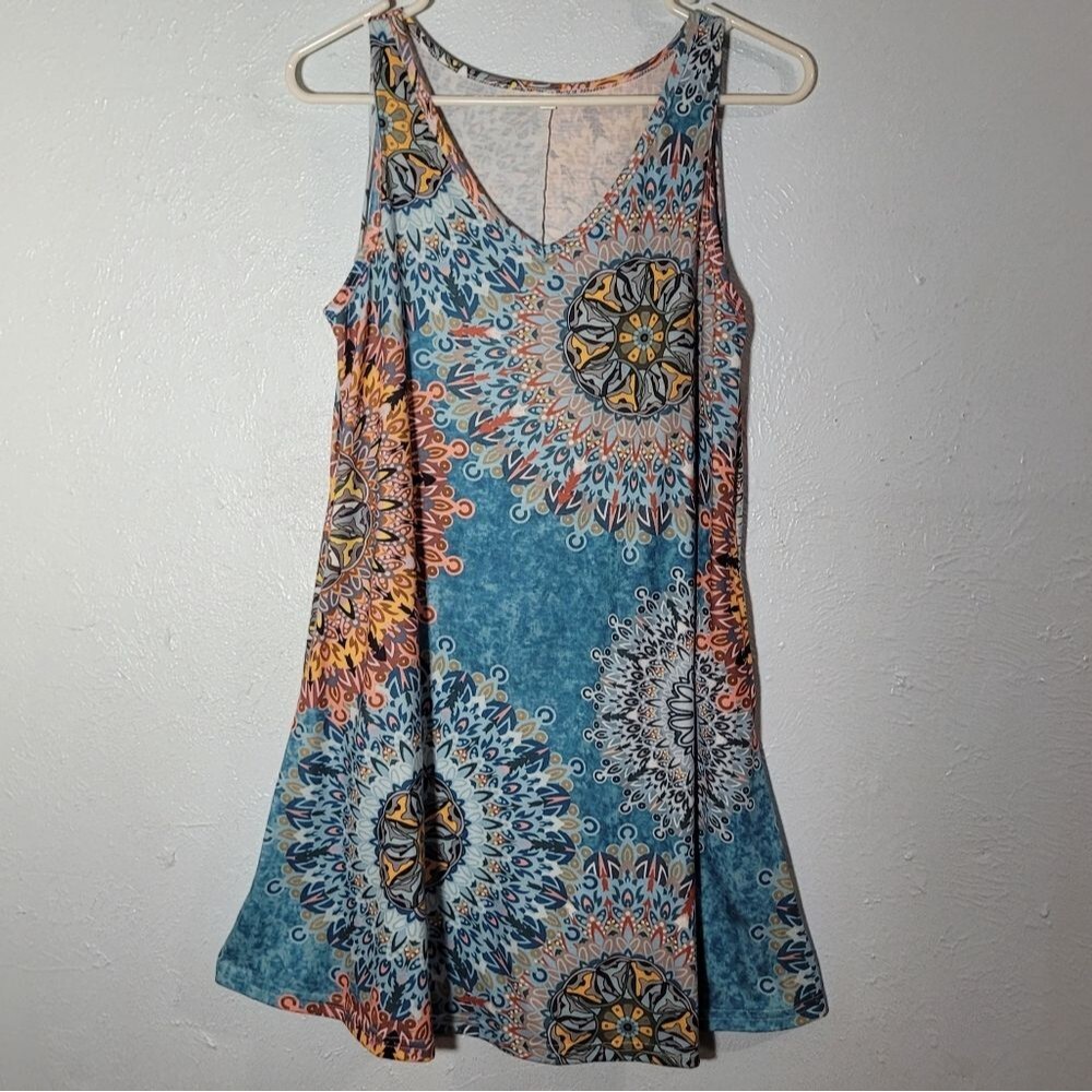 Colorful Sleeveless Dress - Size Medium